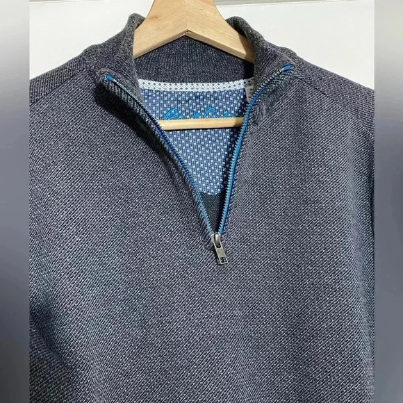 Robert Graham men dark  gray long sleeves collar 1/4 zip pullover sweater size M - Picture 3 of 12